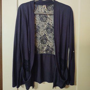 Navy Blue with Lace Cardigan Vanity Size M